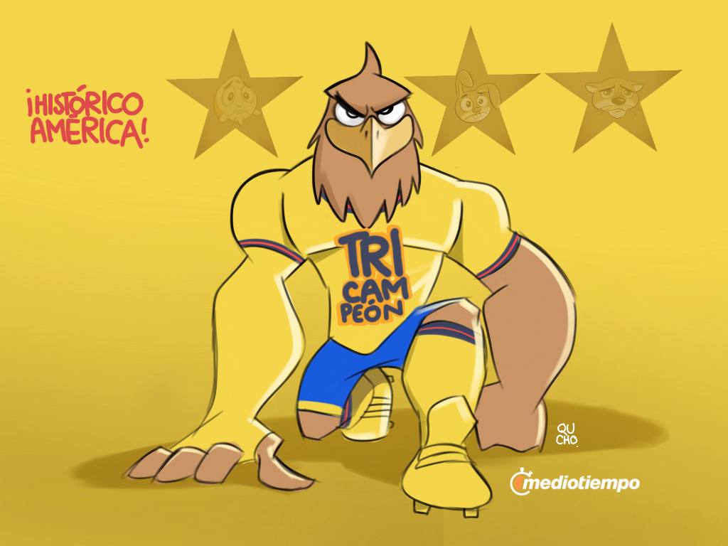 Cartón de Qucho Monero sobre el tricampeonato del América 