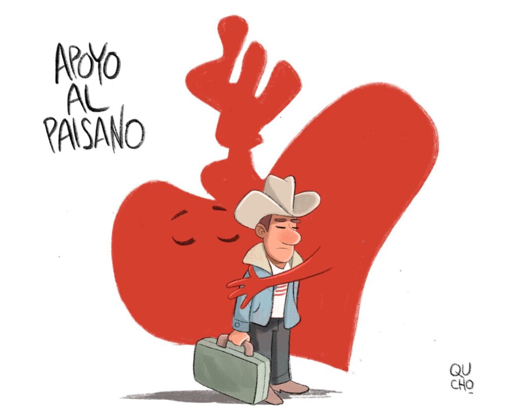 Cartón de Qucho Monero de apoyo al paisano 