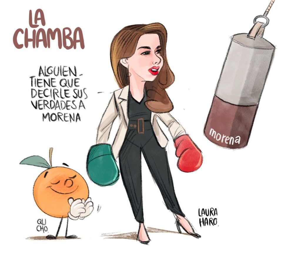 Cartón Qucho Moreno sobre Laura Haro y Morena