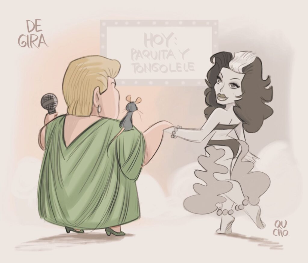 Cartón de Qucho Monero sobre la muerte de Paquita y Tongolele