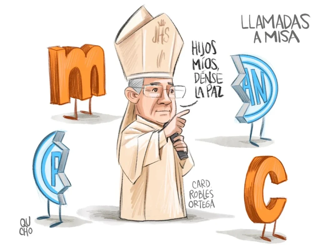 Cartón de Qucho Moreno sobre el Cardenal Robles