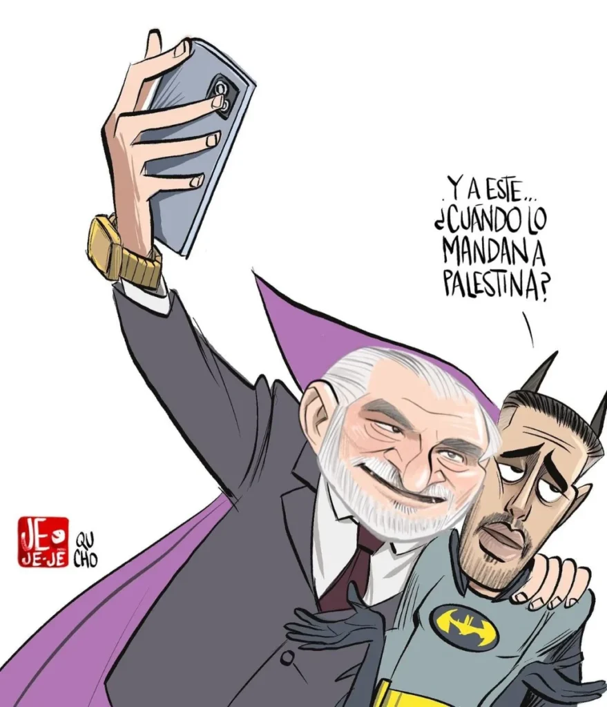Cartón de Qucho Moreno sobre Adán Augusto López