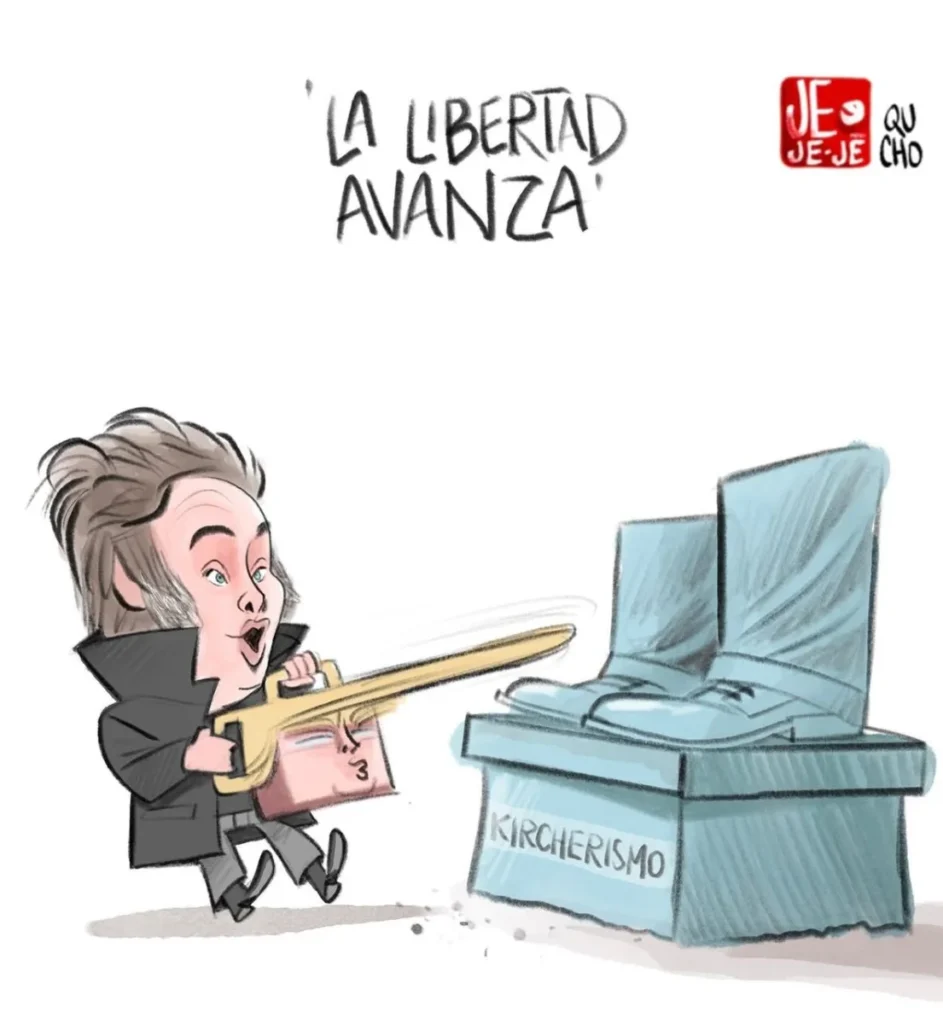 Cartón de Qucho sobre Milei