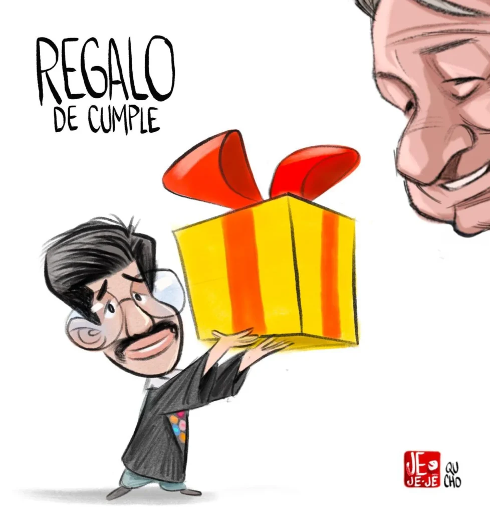 Qucho Monero dedica su cartón al cumple de AMLO