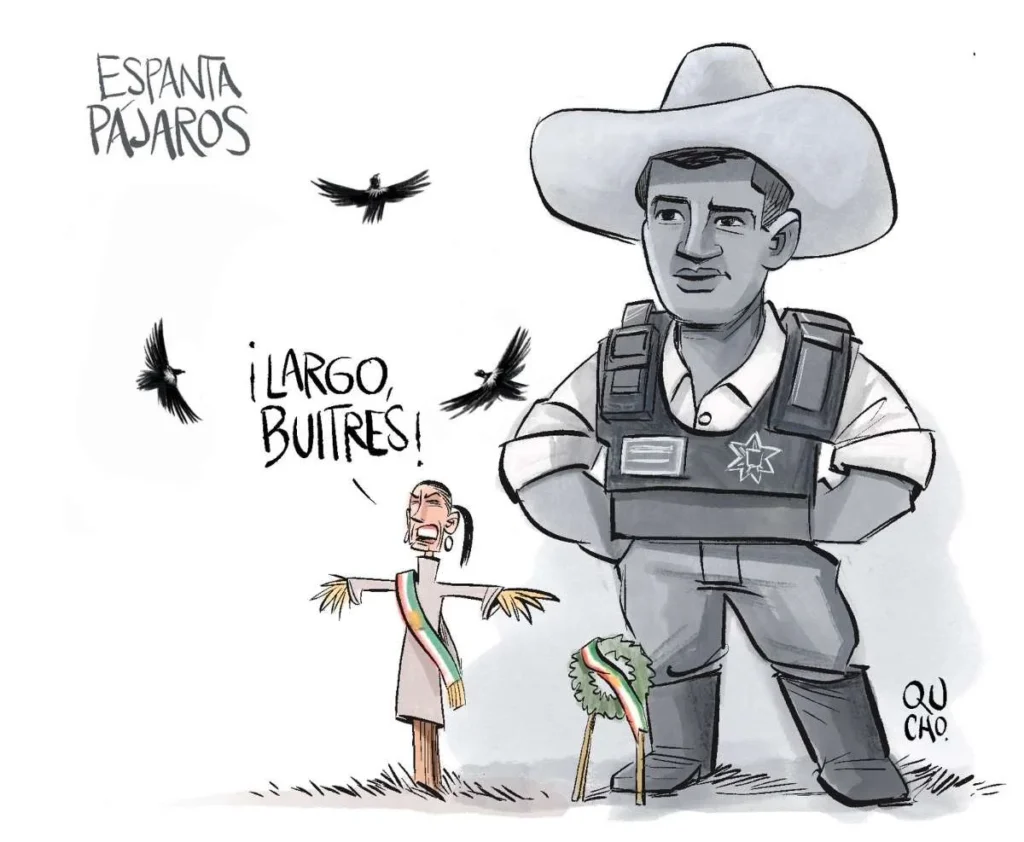 Cartón de Qucho sobre el asesinato del alcalde de Uruapan