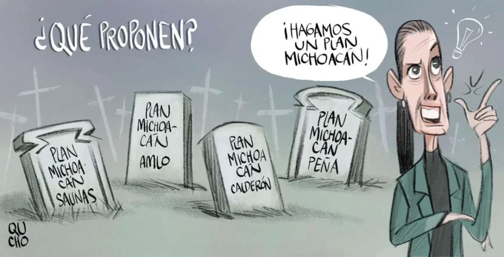 Cartón de Qucho sobre el Plan Michoacán