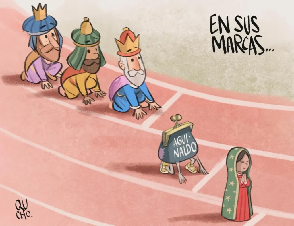 Cartón de Qucho sobre el Maratón Guadalupe Reyes