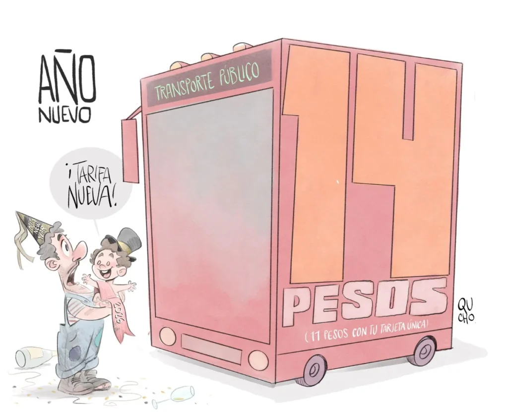 Cartón de Qucho Monero a la nueva tarifa del transporte