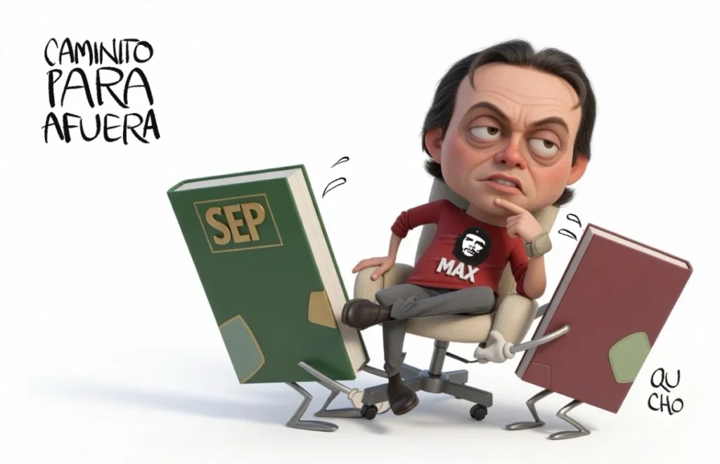 Cartón de Qucho sobre Marx Arriaga