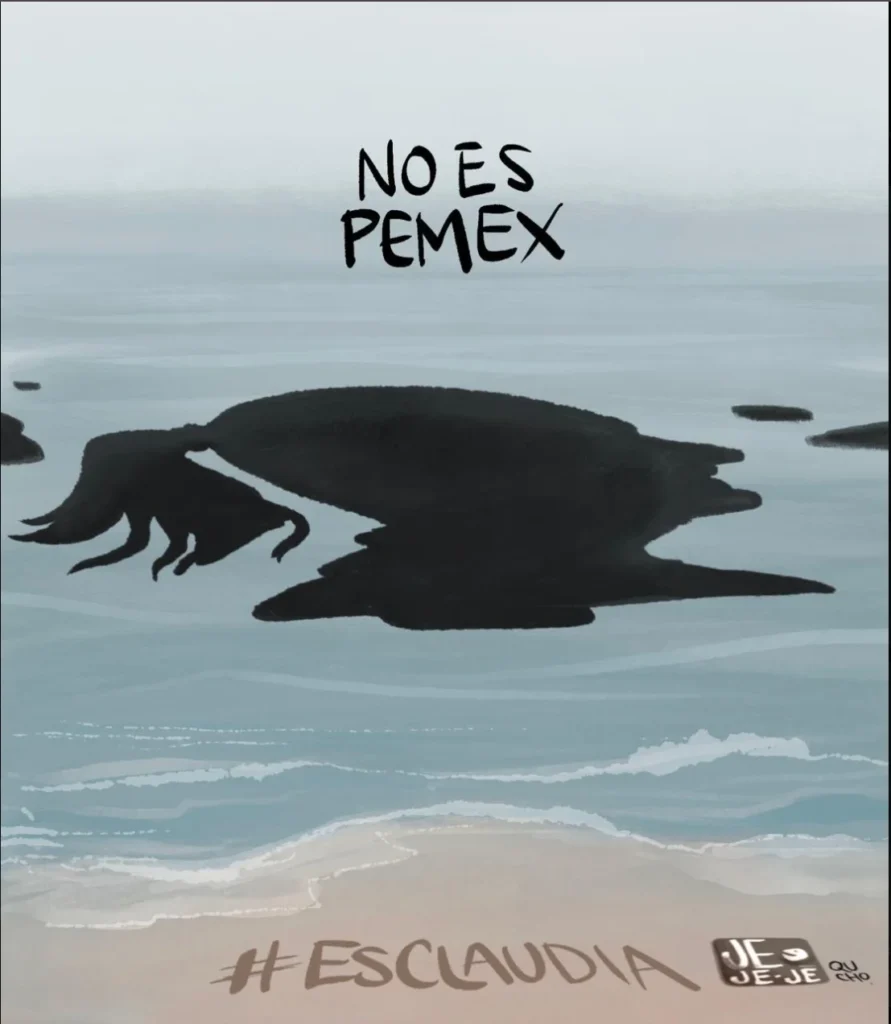 Cartón de Qucho Monero sobre la contaminación de Pemex