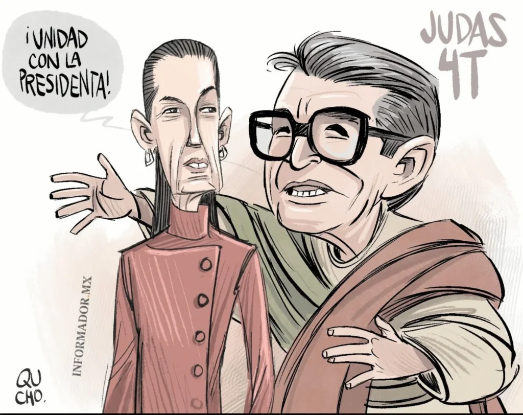 Cartón de Qucho Monero sobre Ricardo Monreal