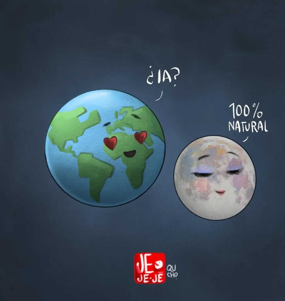 Cartón de Qucho sobre la Luna