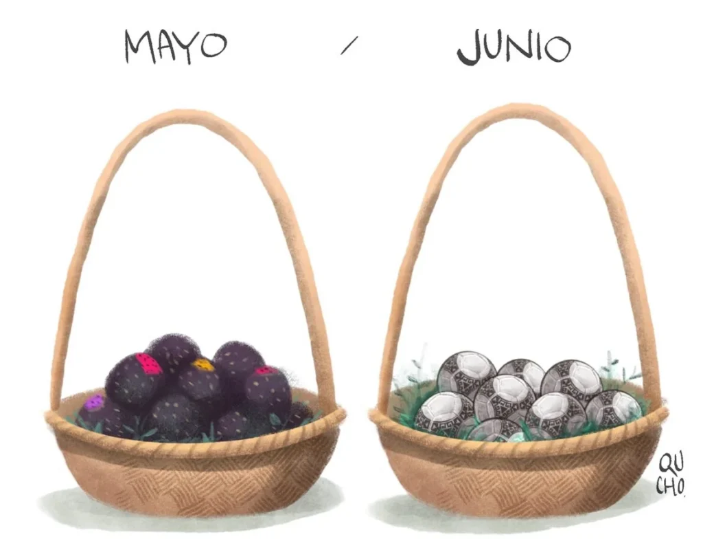 Cartón de Qucho sobre mayo y junio