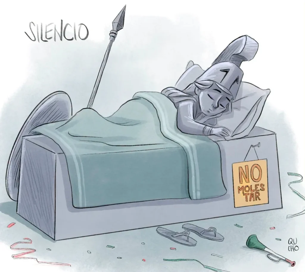 Cartón de Qucho sobre La Minerva