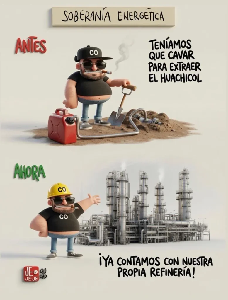 Cartón de Qucho Monero sobre el huachicol