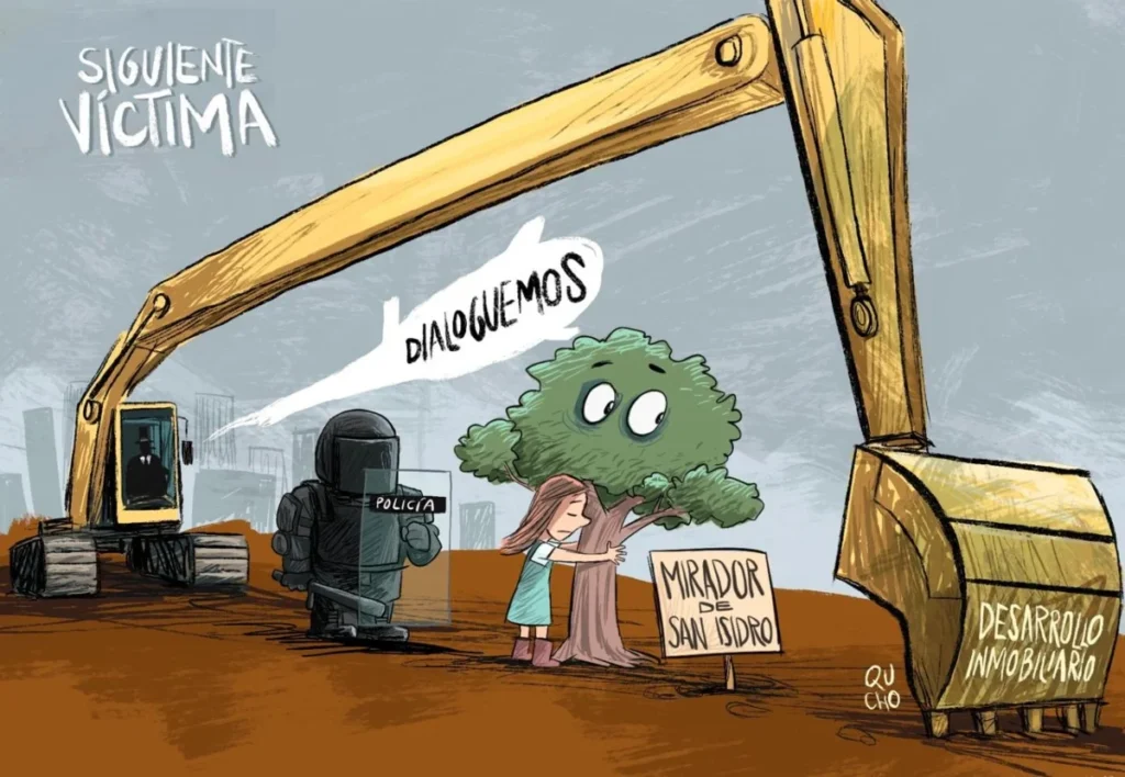 Cartón de Qucho sobre la crisis en Mirador de San Isidro