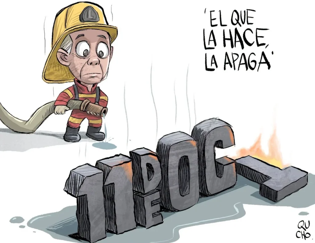 Cartón de Qucho Monero sobre la marcha del 11 de octubre de 2026