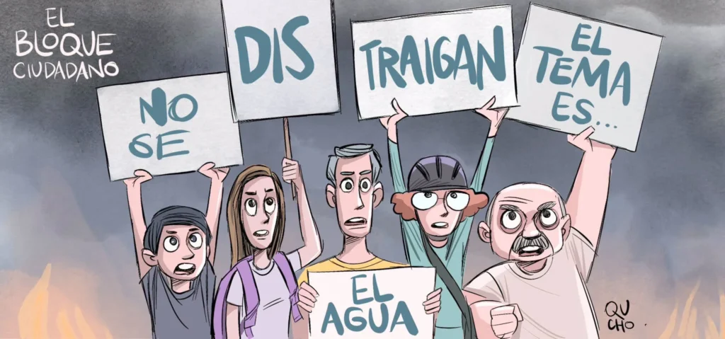 Cartón de Qucho Monero sobre la segunda Marcha por la Calidad del Agua en Guadalajara