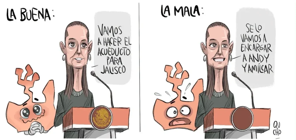 Cartón de Qucho Monero sobra la Presidenta Claudia Sheinbaum