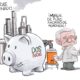 Cartón Qucho sobre López Obrador en la refinería Dos Bocas