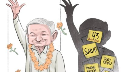 Cartón de Qucho Moreno sobre último día de AMLO