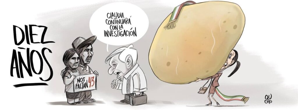 Carton Qucho sobre 10 años de Ayotzinapa