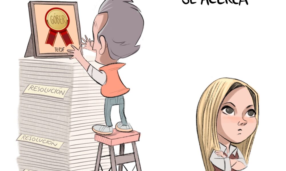 Carton de Qucho sobre el posible fallo a favor de Lemus y en contra de Claudia Delgadillo