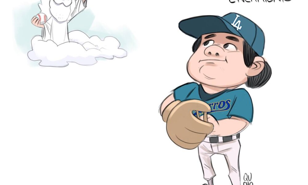 Cartón Qucho homenaje a Fernando Valenzuela