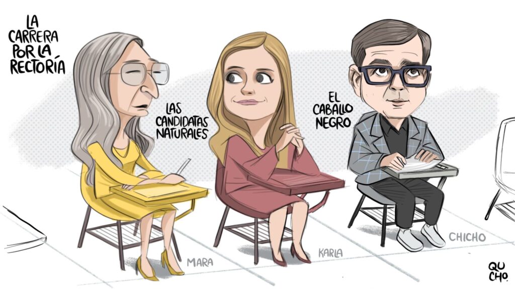 Carton de Qucho Moreno sobre los candidatos a rector de la UdeG