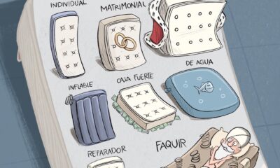 Cartón Qucho Moreno sobre la calidad de los colchones