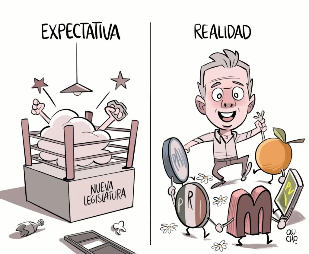 Cartón de Qucho Monero sobre Pablo Lemus y su relación con el Congreso de Jalisco