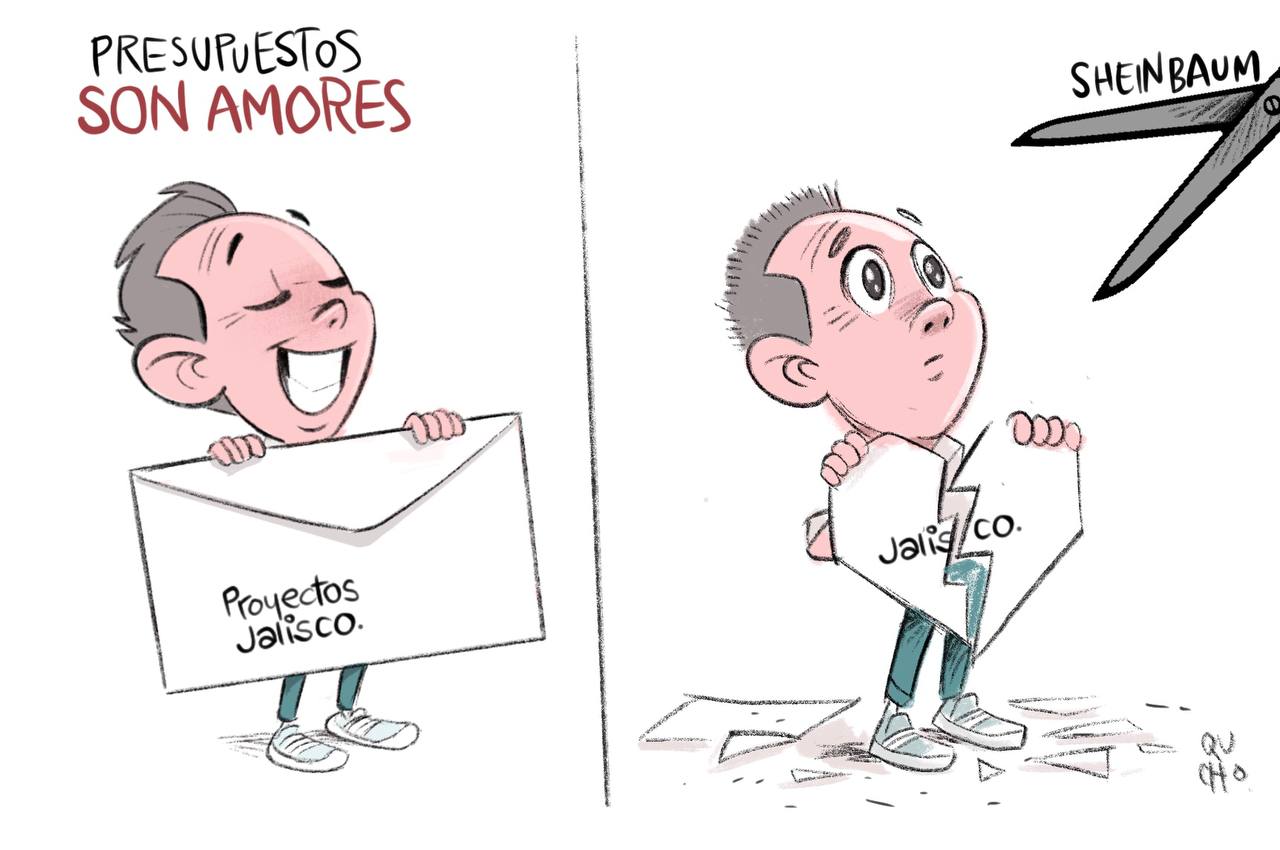 Cartón Qucho sobre el proyecto de presupuesto federal 2025 en Jalisco y los proyectos de Pablo Lemus