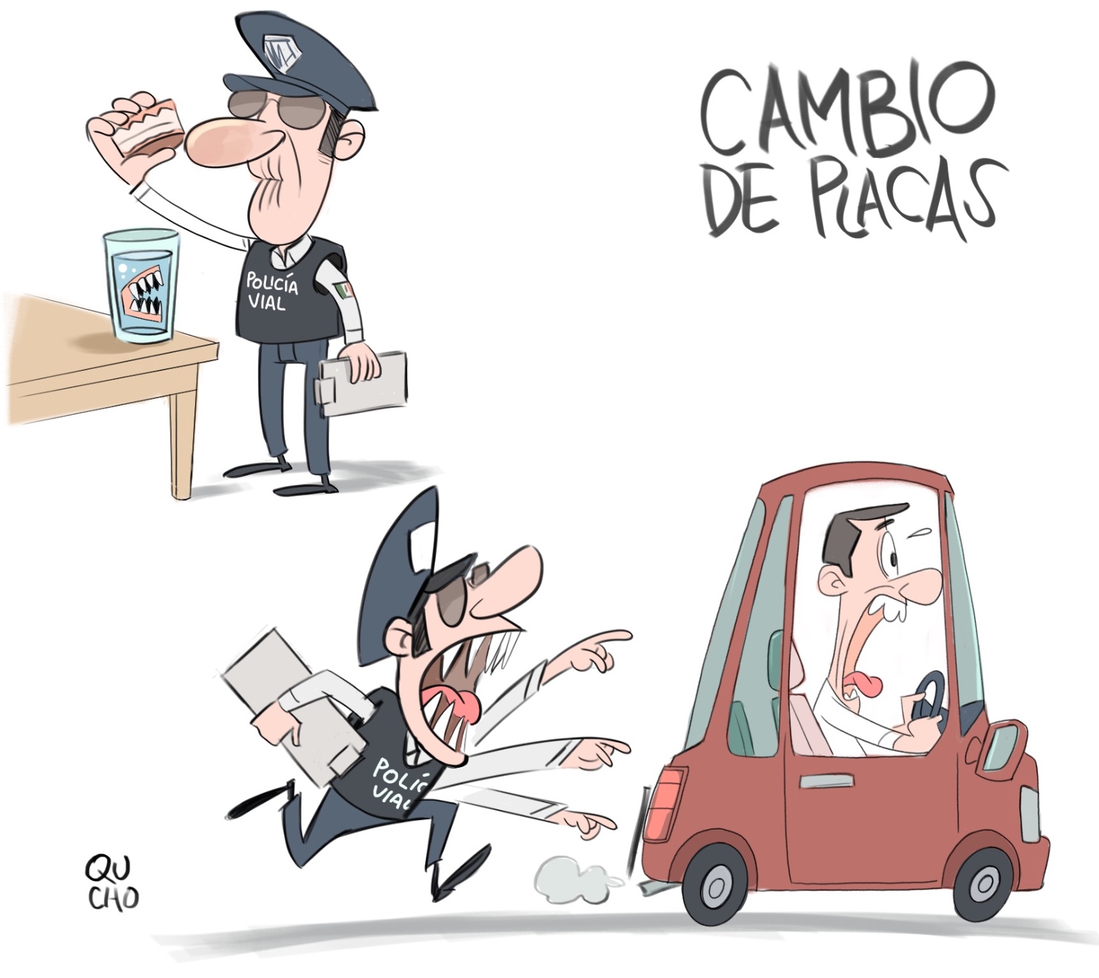 carton qucho sobre cambio de placas