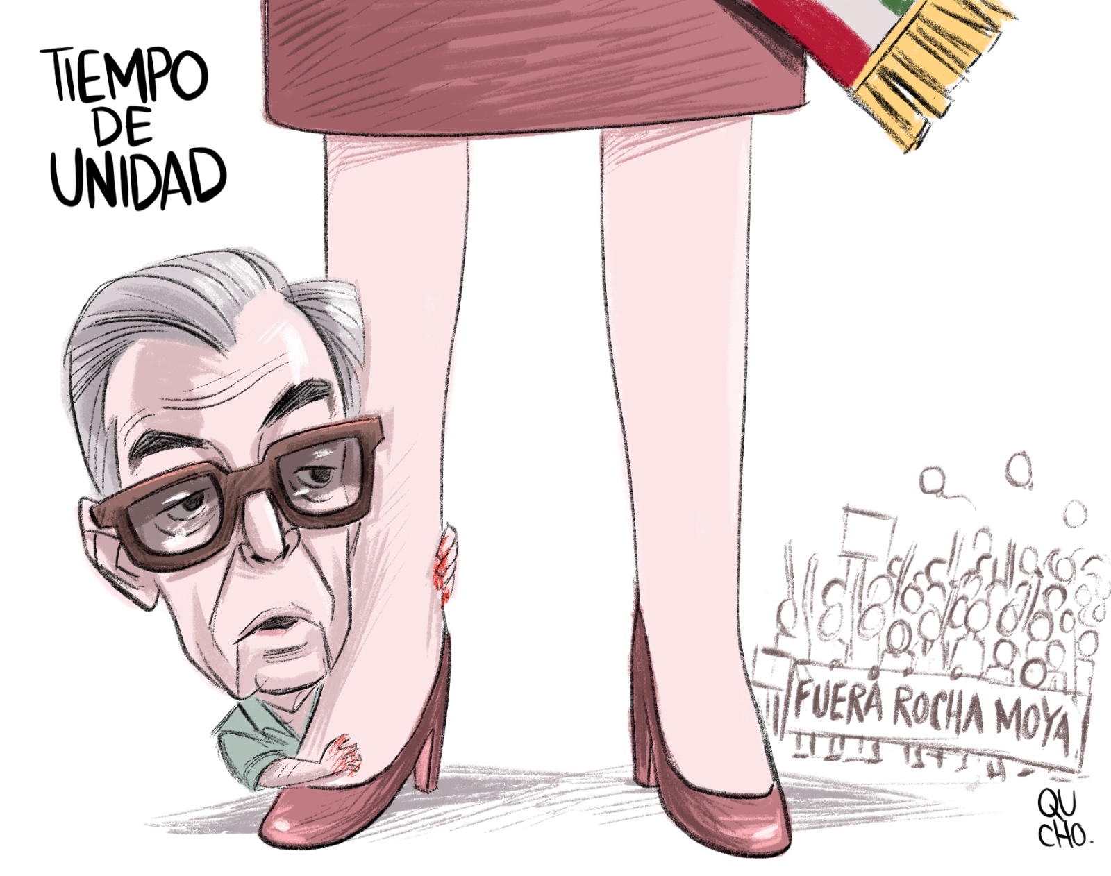 Cartón de Qucho sobre Rocha Moya