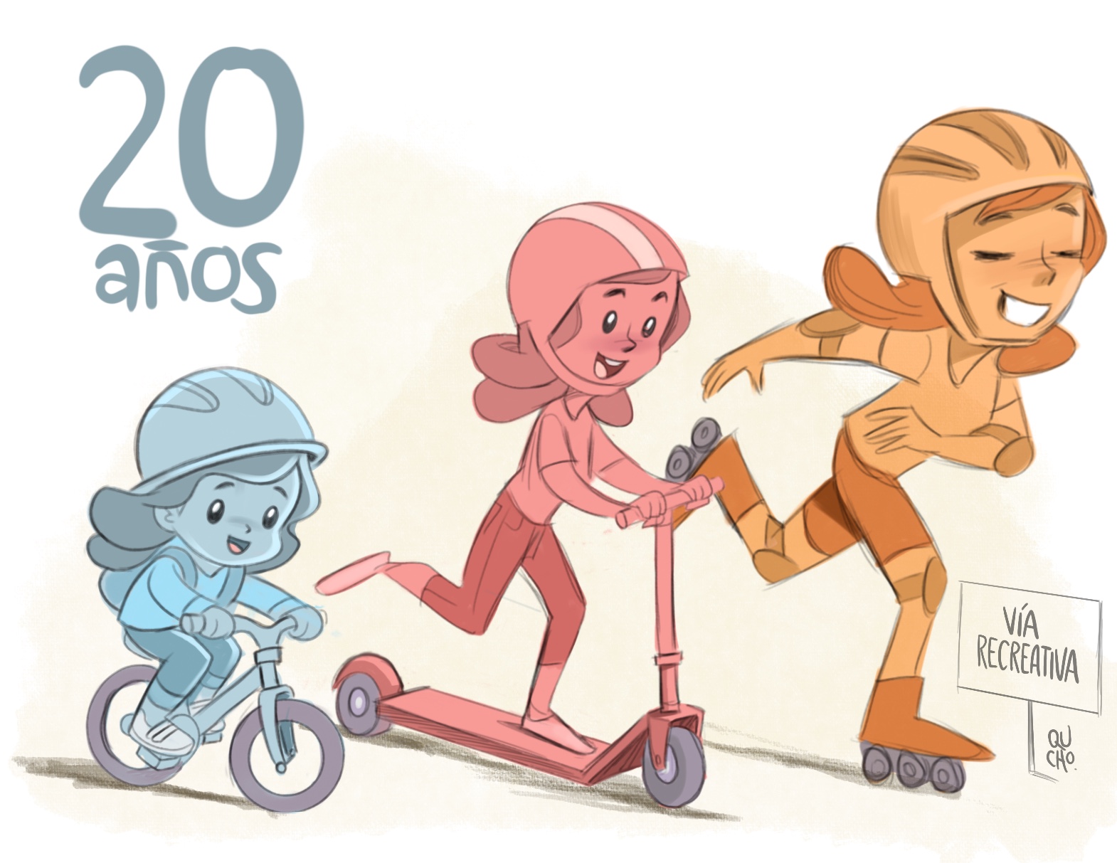 Carton Qucho sobre el 20 aniversario de la VíaRecreactiva