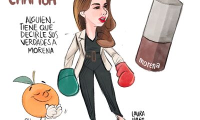 Cartón Qucho Moreno sobre Laura Haro y Morena