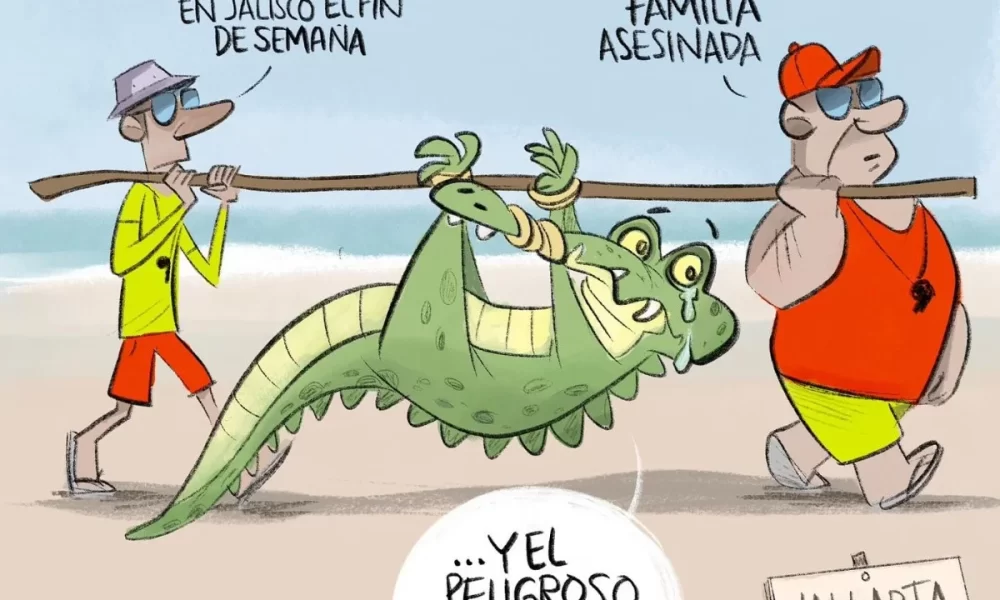 Cartón de Qucho sobre el cocodrilo de Puerto Vallarta