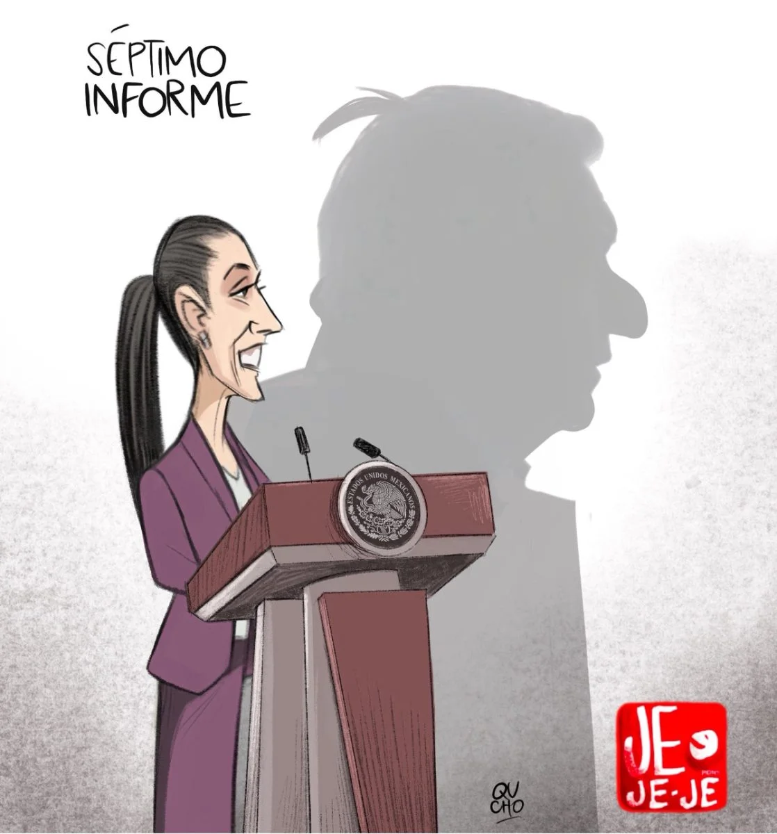 Cartón de Qucho dedicado al informe de la presidenta Sheinbaum