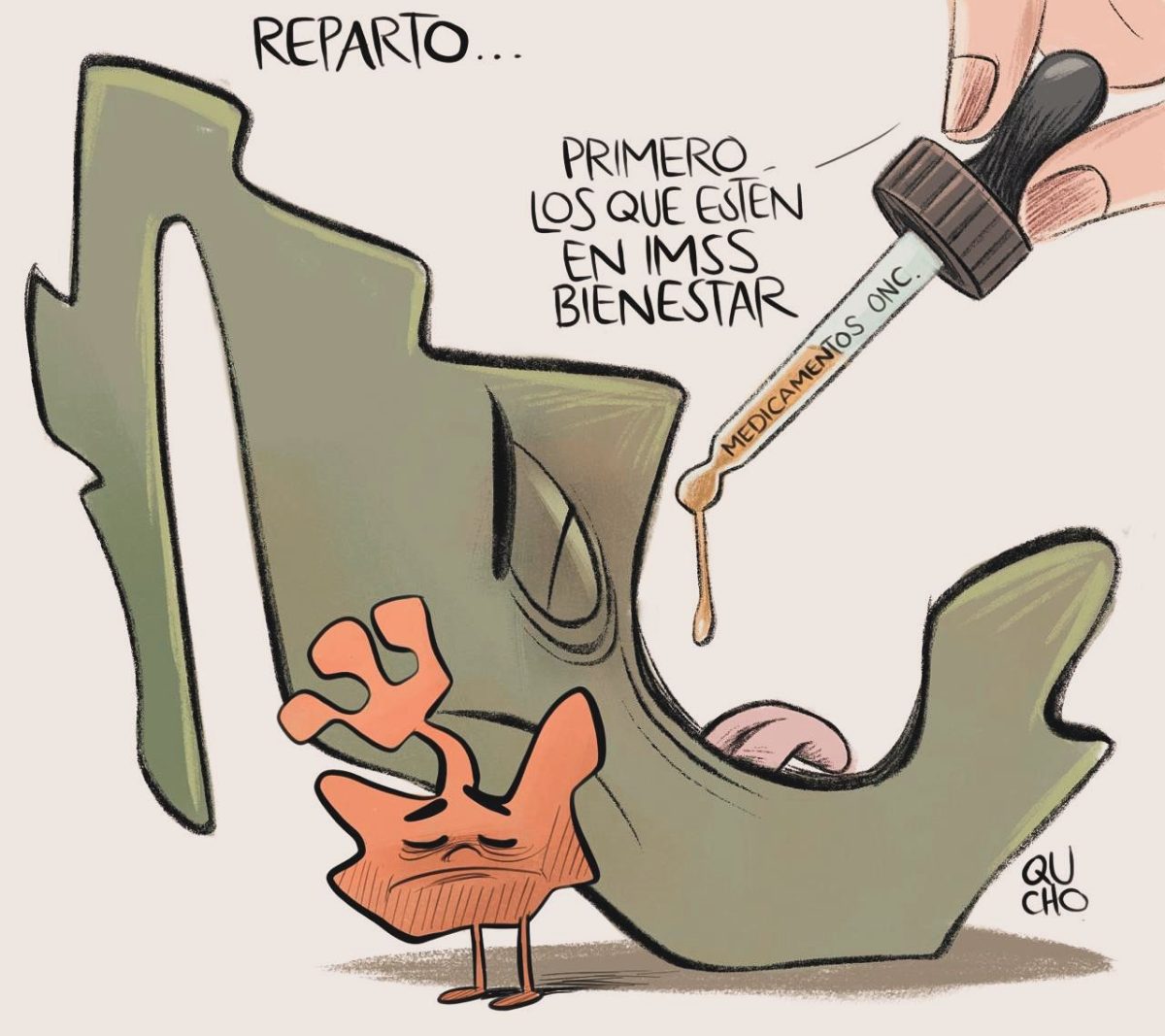 Cartón de Qucho Moreno sobre abasto de medicamentos