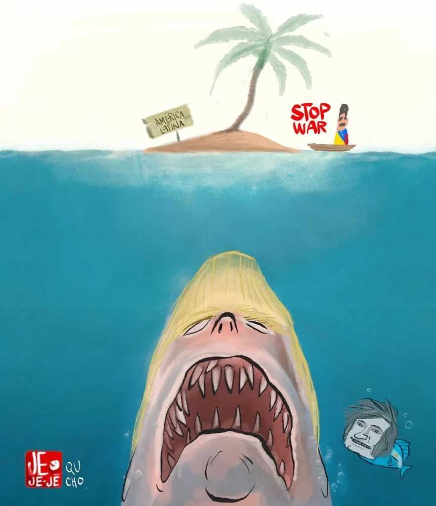 Cartón de Qucho Monero sobre las amenazas de Estados Unidos a Venezuela