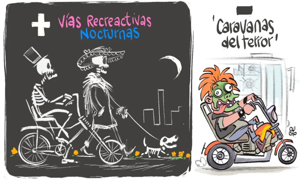 Cartón de Qucho Monero sobre la rodada del terror