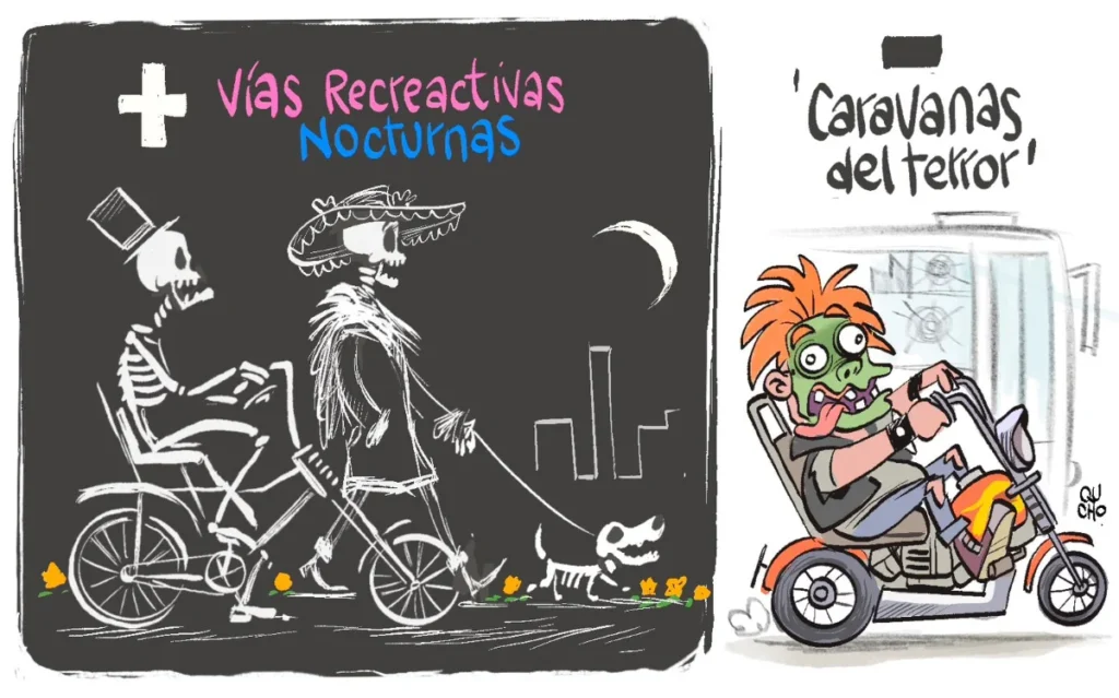 Cartón de Qucho Monero sobre la rodada del terror