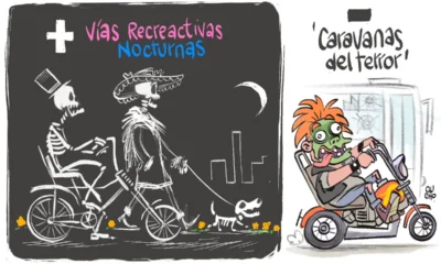 Cartón de Qucho Monero sobre la rodada del terror