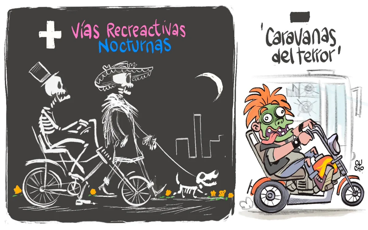 Cartón de Qucho Monero sobre la rodada del terror