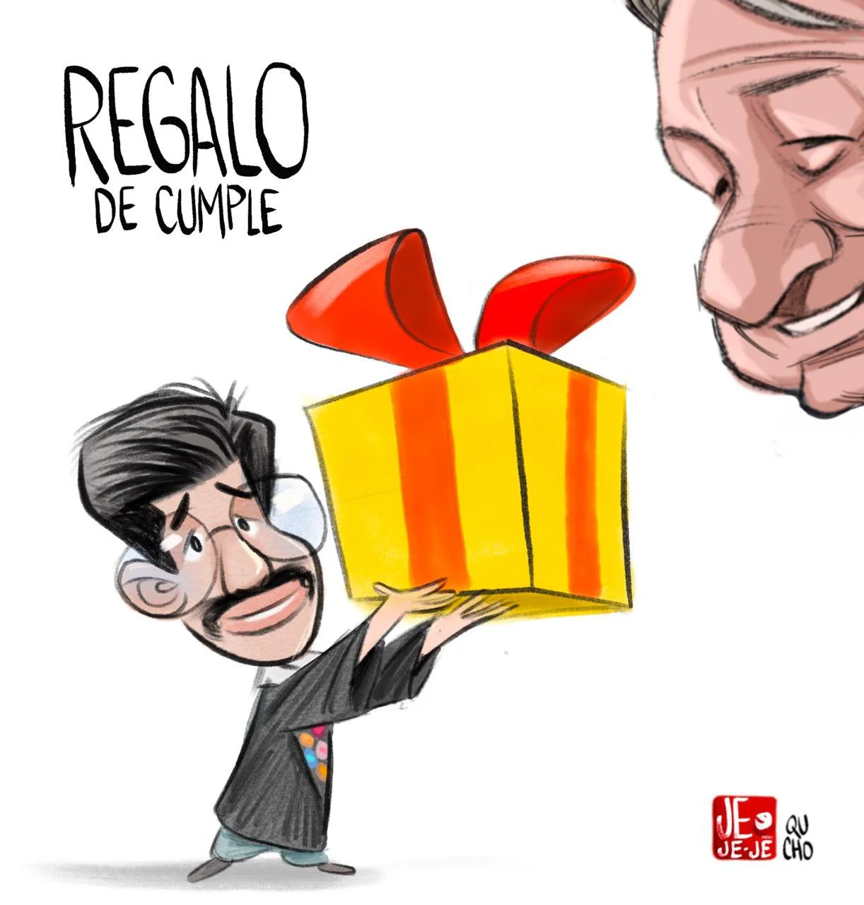 Qucho Monero dedica su cartón al cumple de AMLO
