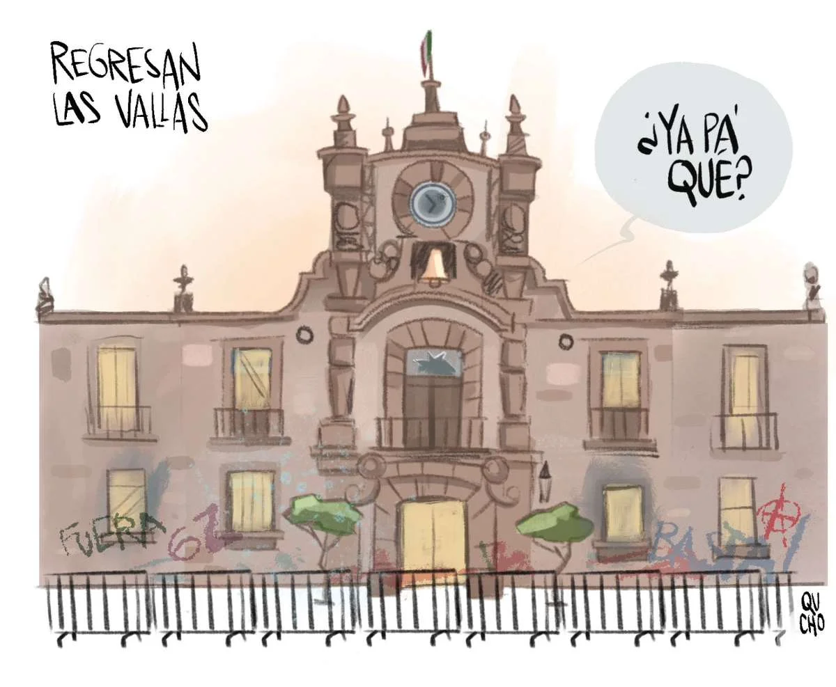 Cartón de Qucho sobre Palacio de Gobierno de Jalisco