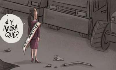 Cartón de Qucho Monero sobre las marchas