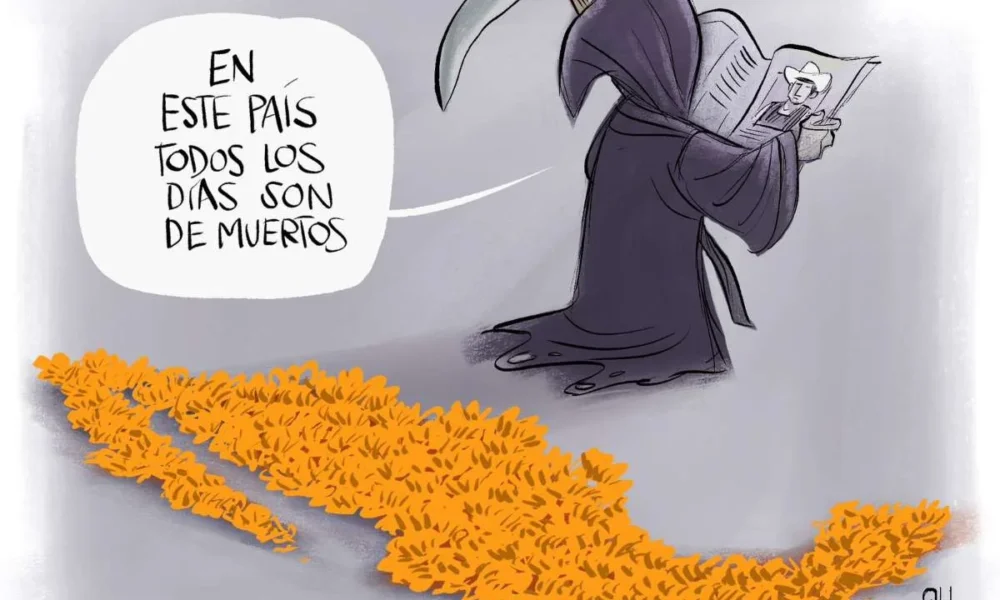 Cartón de Qucho sobre el asesinato del alcalde de Uruapan