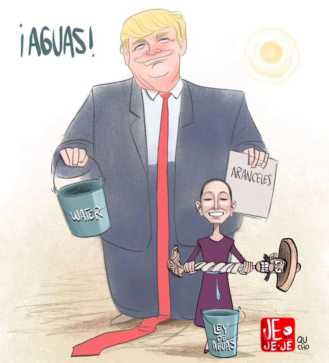 Qucho Monero dedica su cartón a Donald Trump y Claudia Sheinbaum