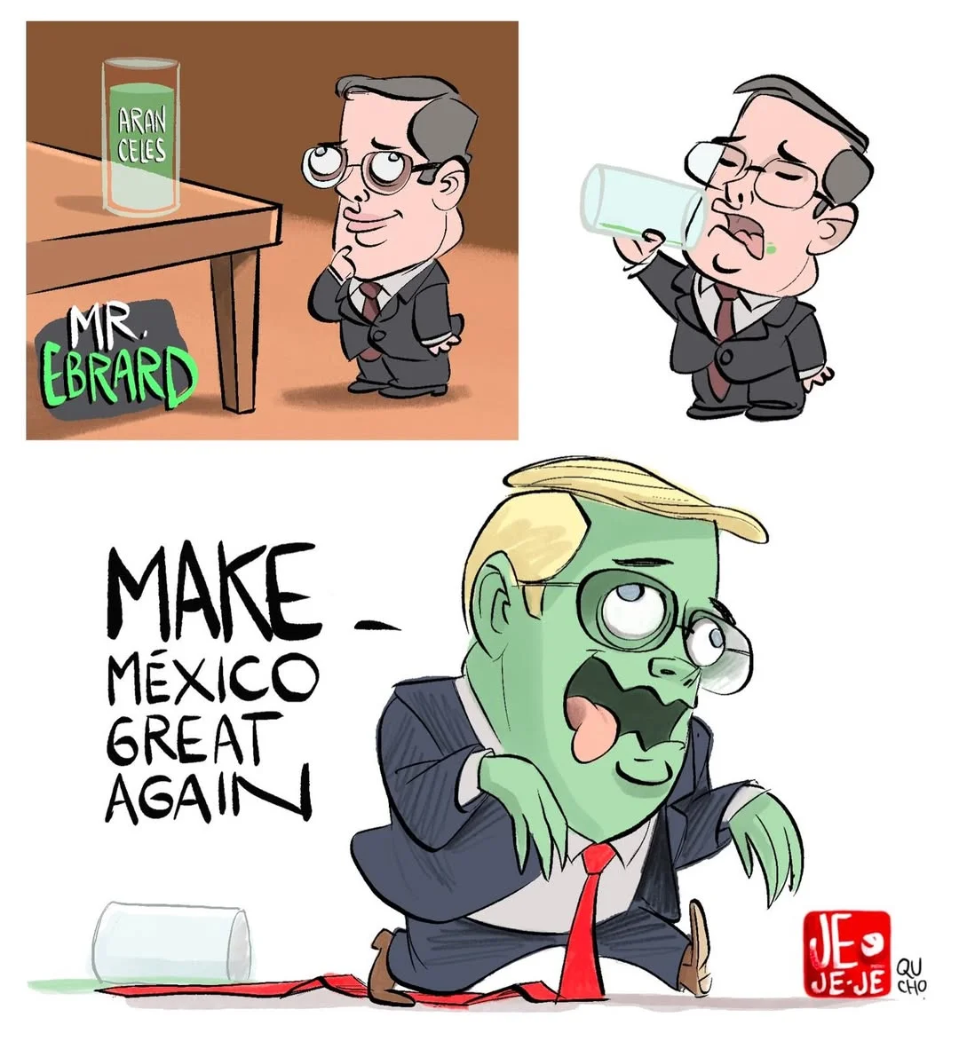 Cartón de Qucho sobre Marcelo Ebrard